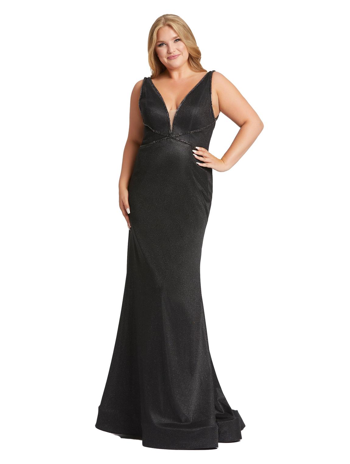 Style 48895 Mac Duggal Plus Size 20 Plunge Sequined Black Mermaid Dress on Queenly