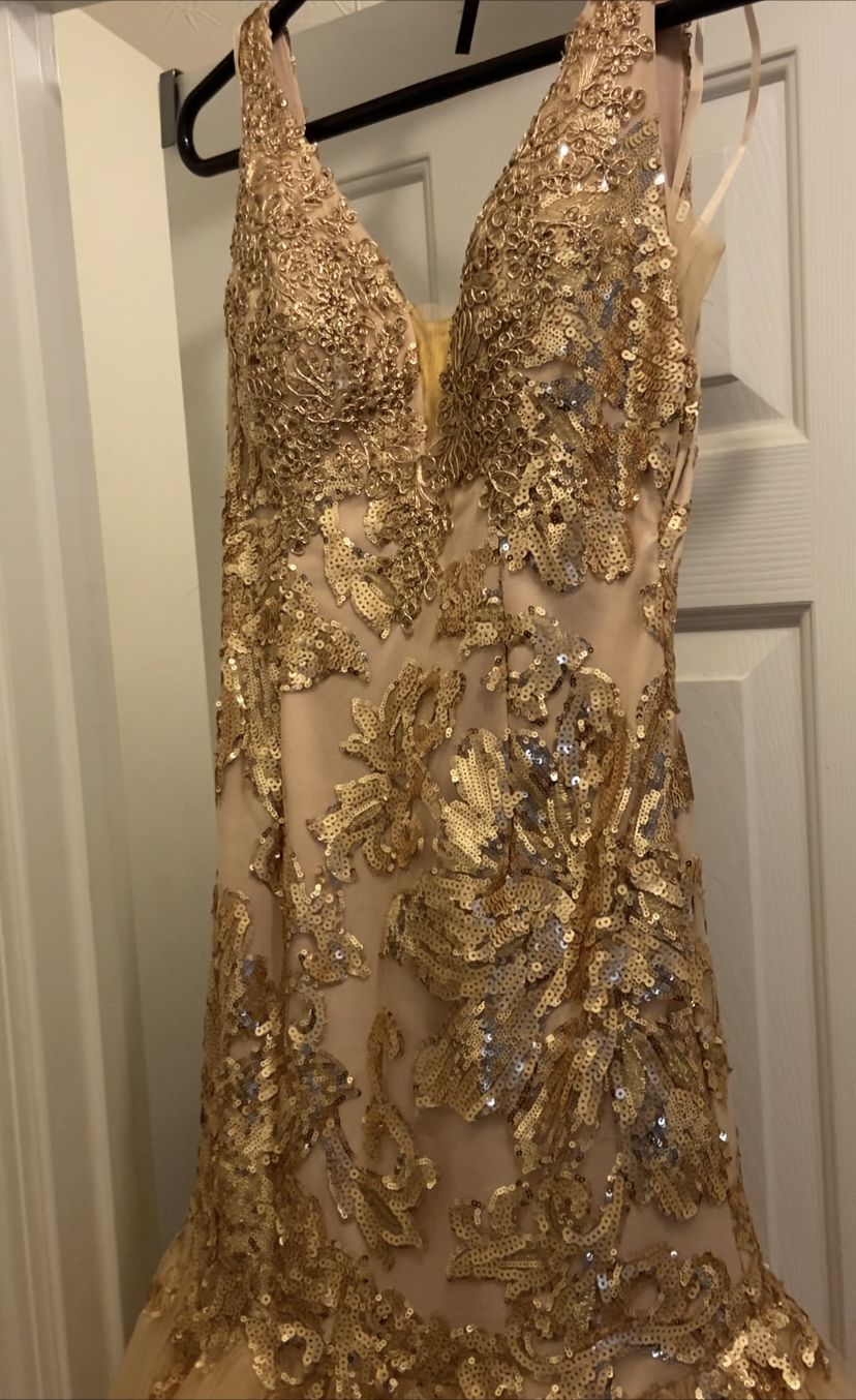 Anny Lee Size 6 Gold Mermaid Dress on Queenly