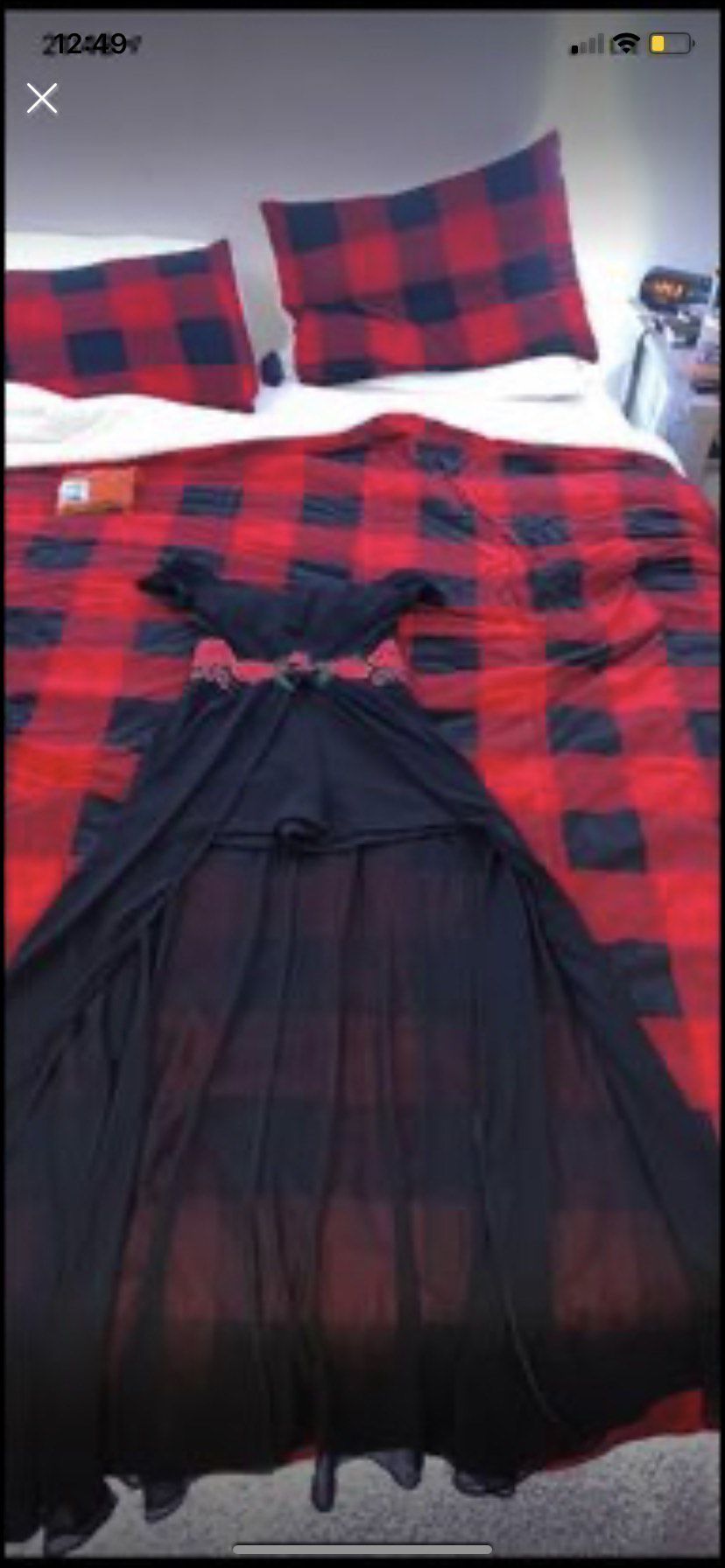 Size 4 Off The Shoulder Black Side Slit Dress on Queenly