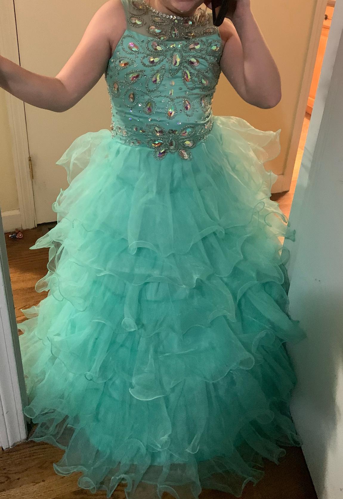 Girls Size 12 Green Ball Gown on Queenly