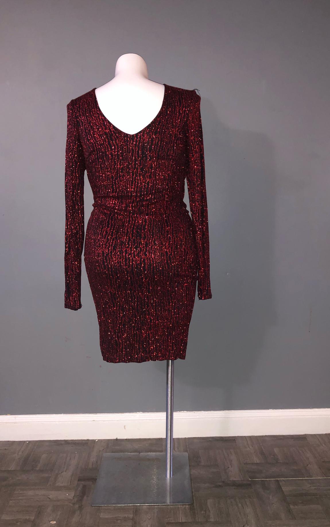 Plus Size 22 Sequined Red Cocktail Dress on Queenly