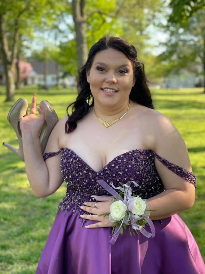 Plus Size 16 Prom Strapless Purple Ball Gown on Queenly