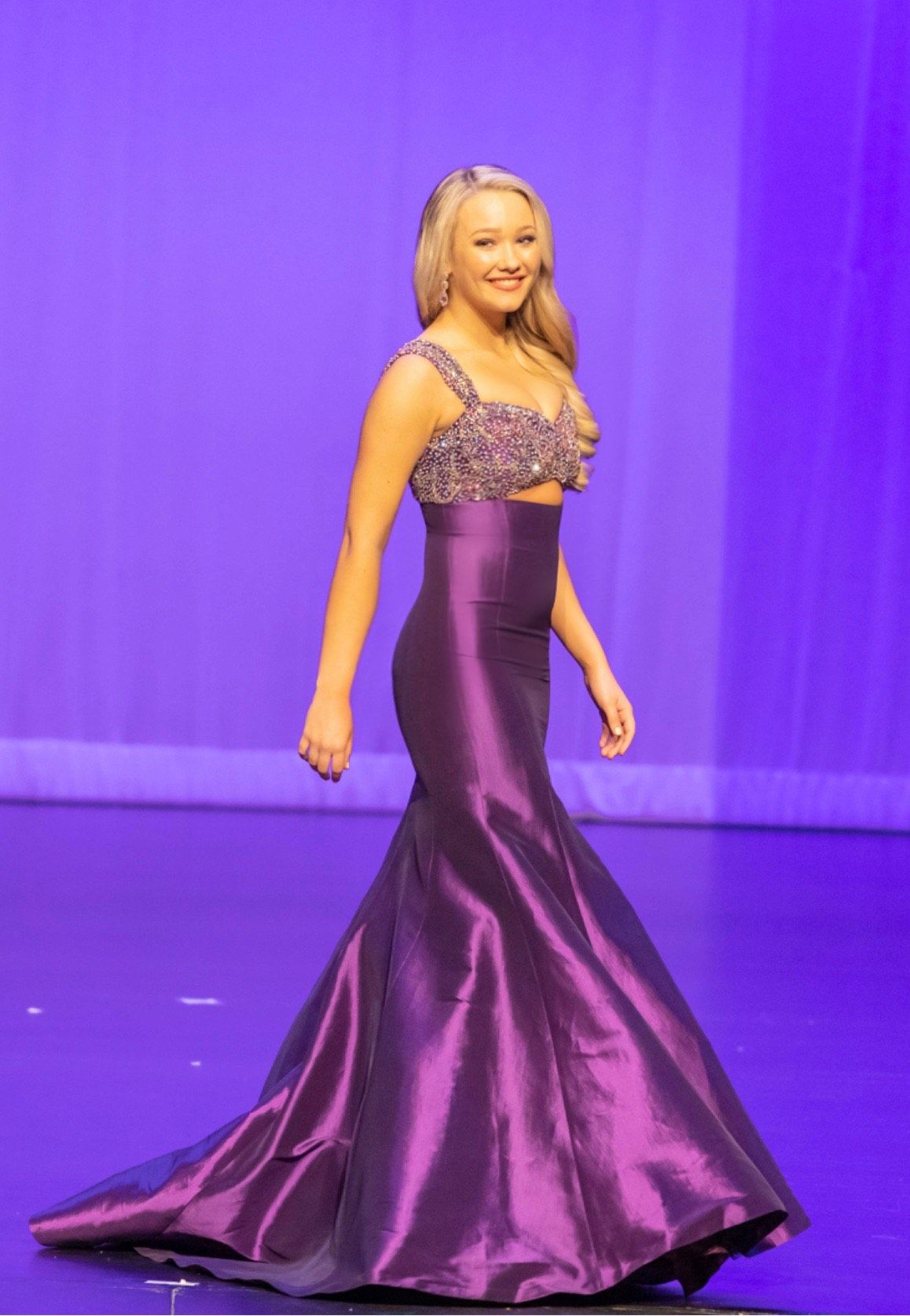 Size 4 Pageant Satin Purple Mermaid Dress on Queenly
