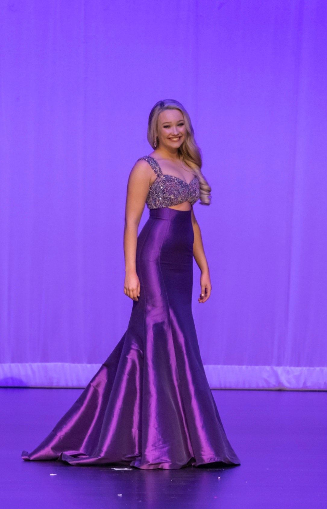 Size 4 Pageant Satin Purple Mermaid Dress on Queenly