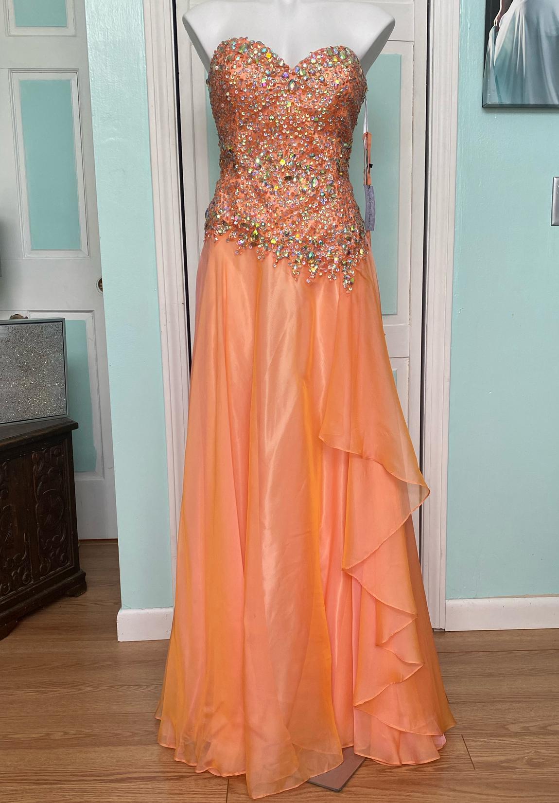 Tiffany Designs Size 10 Prom Orange A-line Dress on Queenly