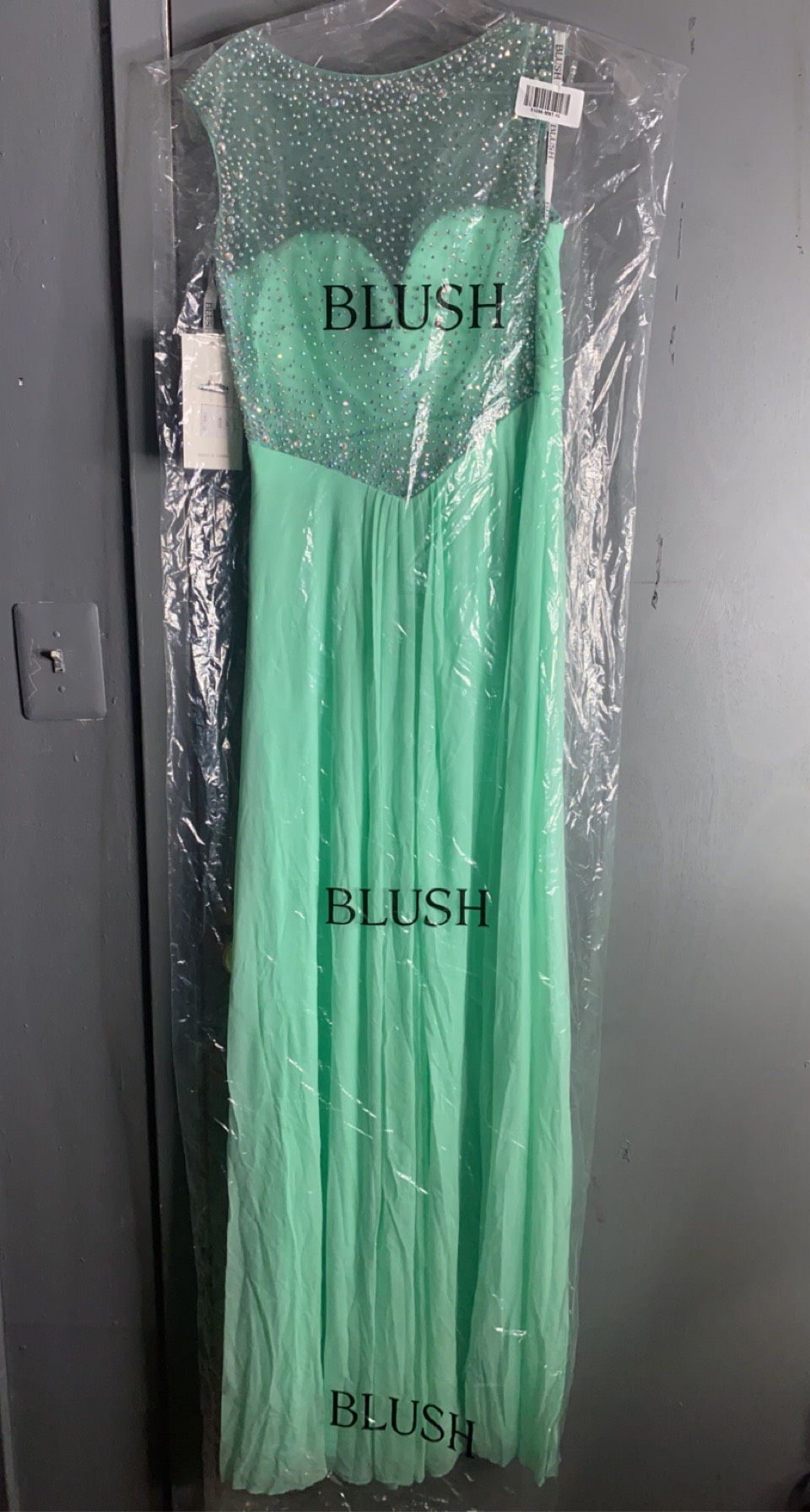 Size 10 Pageant Sheer Light Green Floor Length Maxi on Queenly