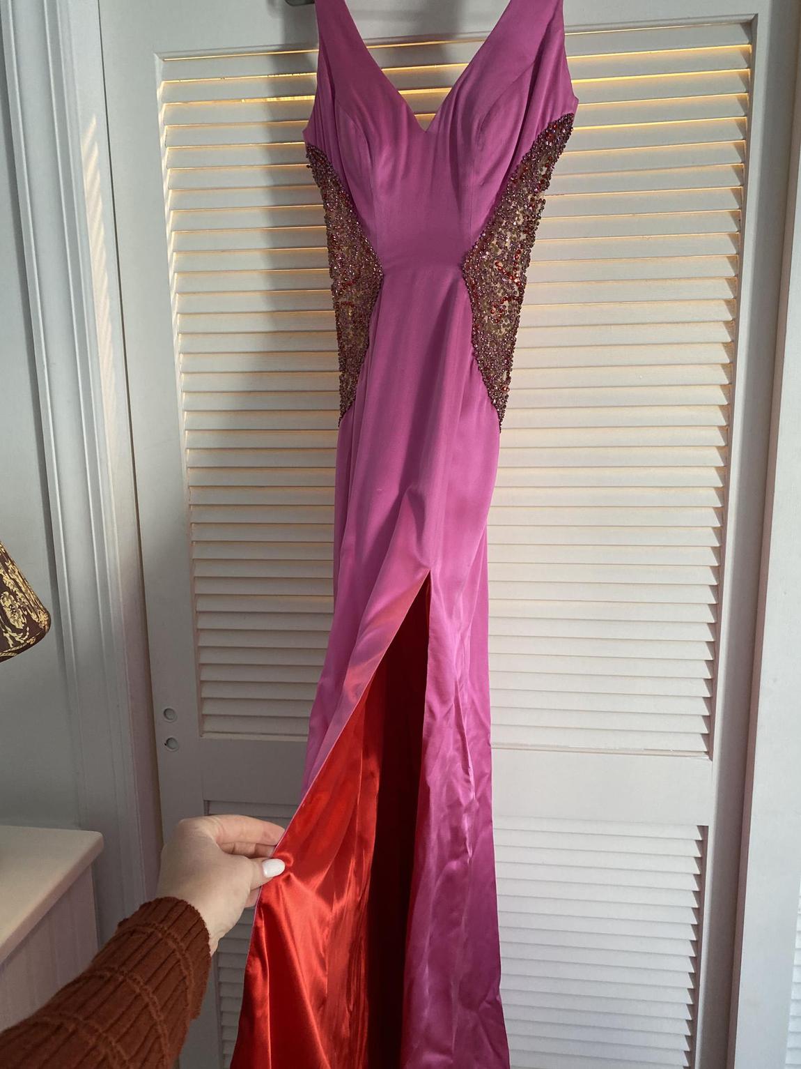Style 17436p Jovani Size 6 Satin Pink Floor Length Maxi on Queenly