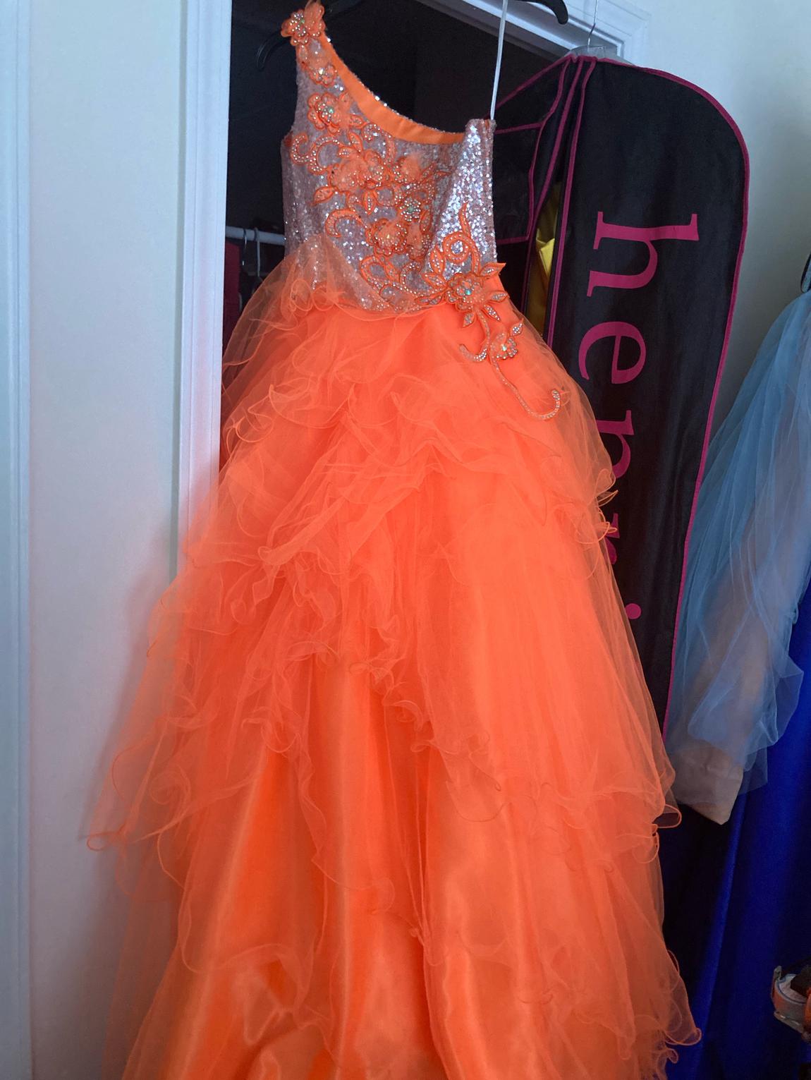Mac Duggal Girls Size 14 Orange Ball Gown on Queenly