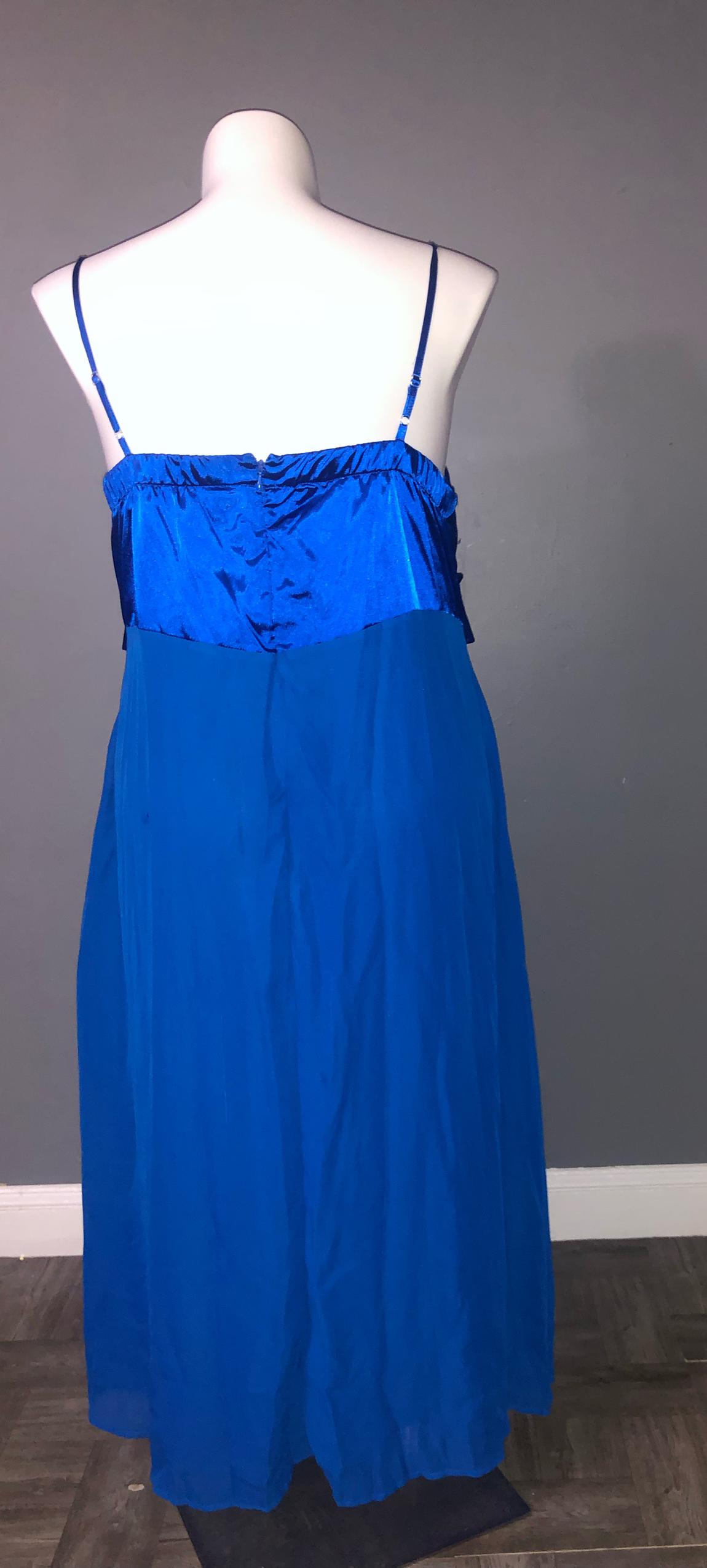 Plus Size 22 Sheer Royal Blue A-line Dress on Queenly