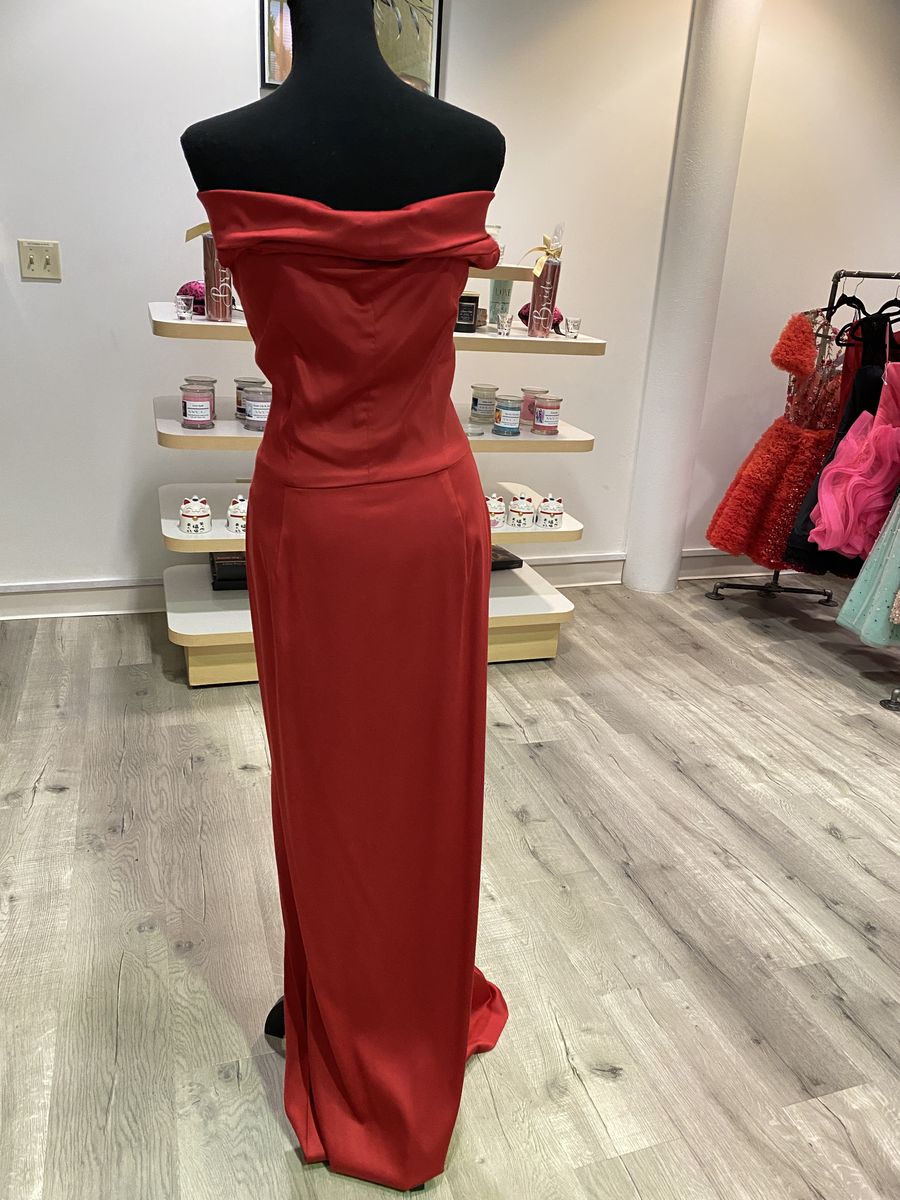 Style #5381 Siri Size 12 Off The Shoulder Red Floor Length Maxi on Queenly