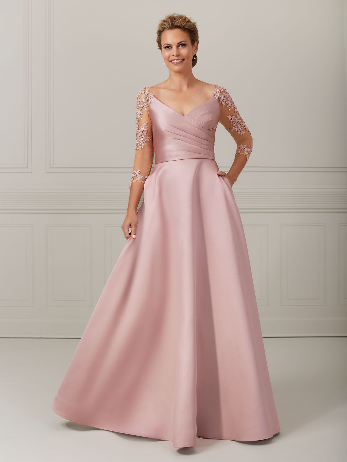 Style #17058 Christina Wu Elegance Plus Size 16 Prom Lace Light Pink A-line Dress on Queenly