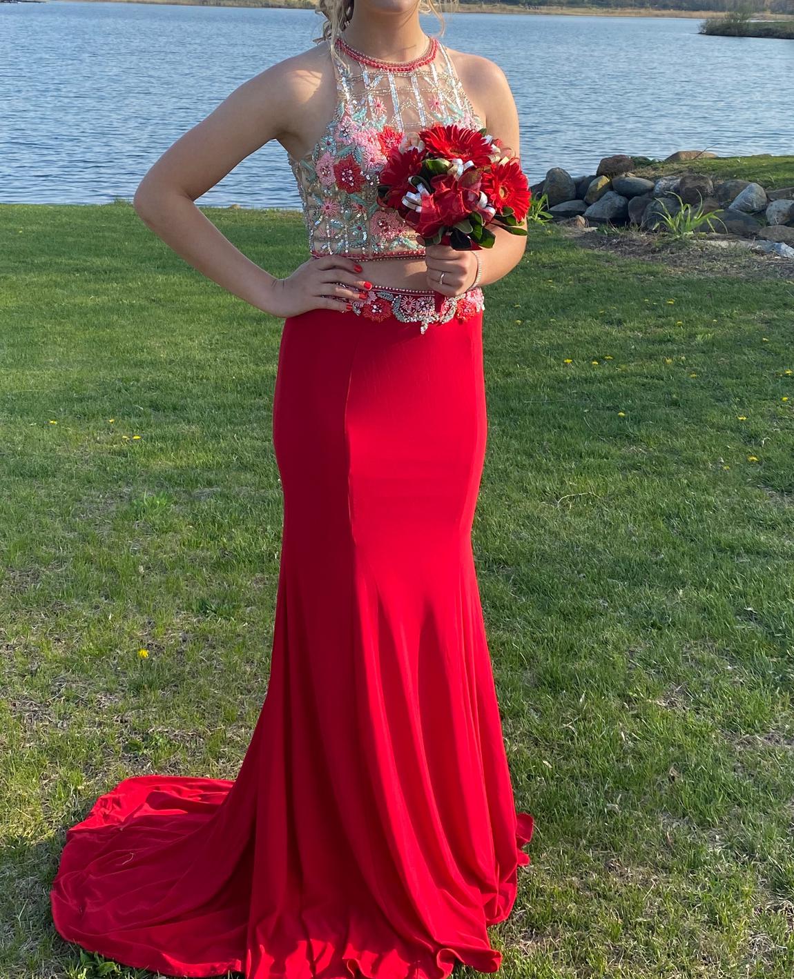 Coral Two Piece Prom Dress