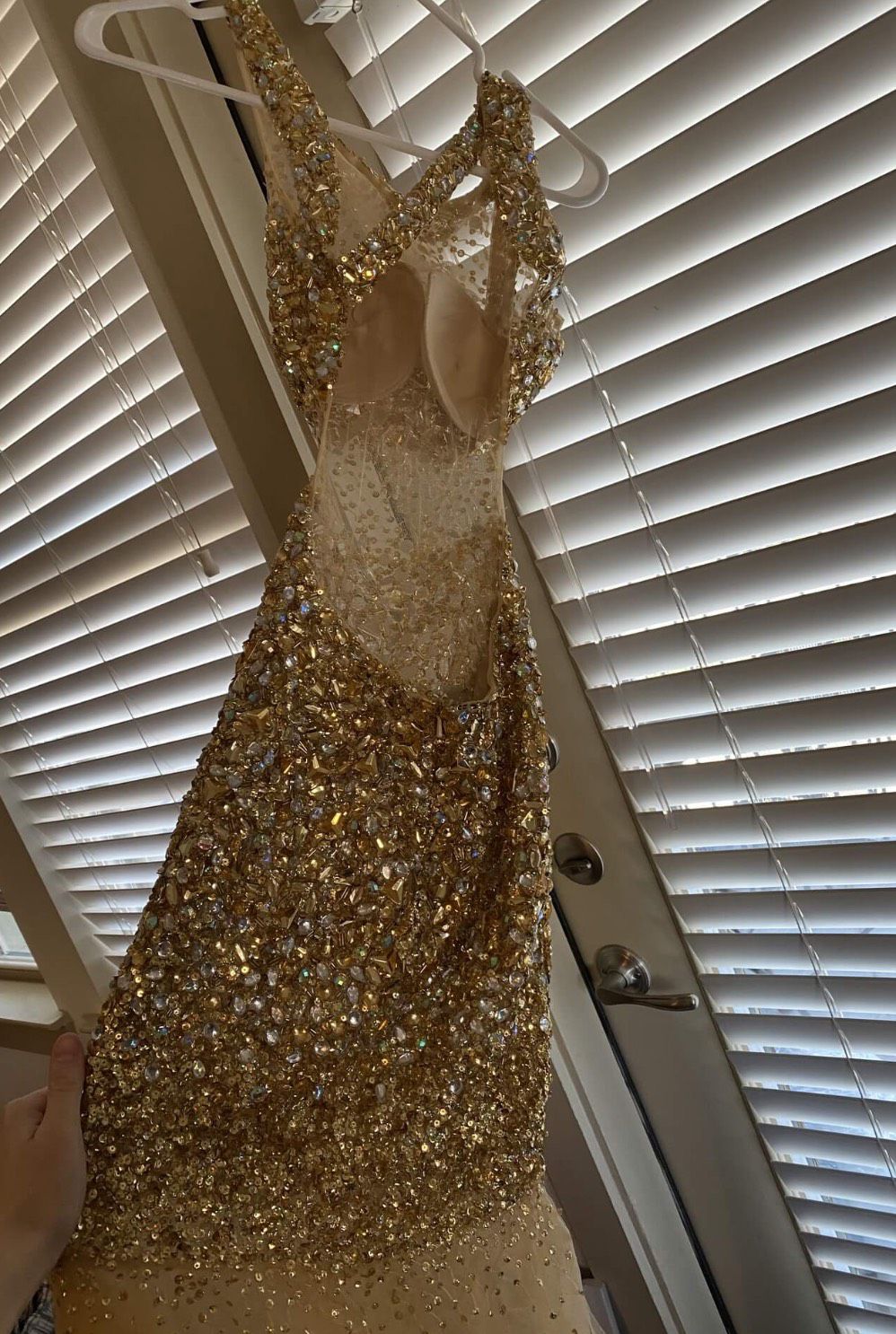 Size 0 Prom Gold Ball Gown on Queenly