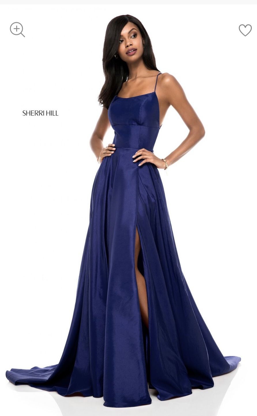 Sherri Hill Size 10 Bridesmaid Navy Blue A-line Dress on Queenly