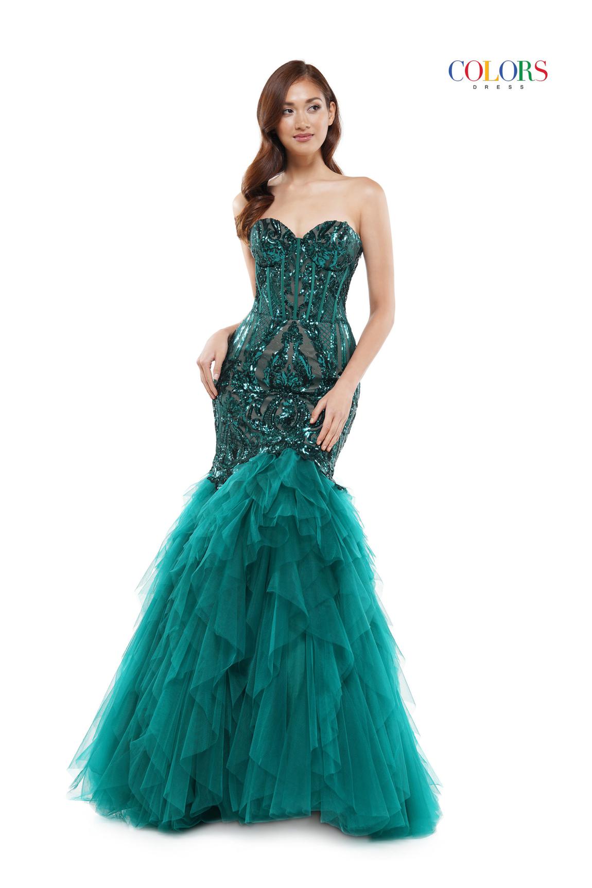 Colors Plus Size 22 Strapless Lace Green Mermaid Dress on Queenly