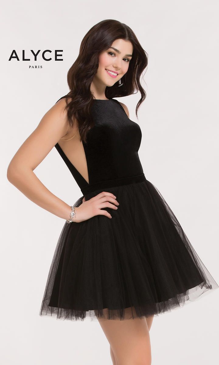 Style 2639 Alyce Paris Plus Size 20 Velvet Black Cocktail Dress on Queenly