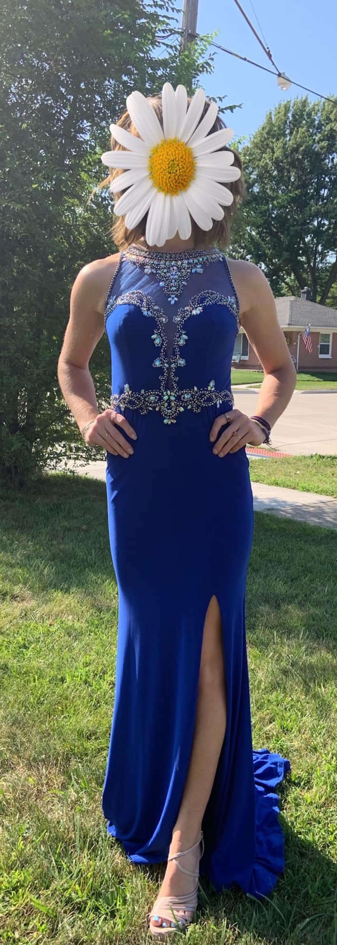 Size 2 Pageant Blue Side Slit Dress on Queenly
