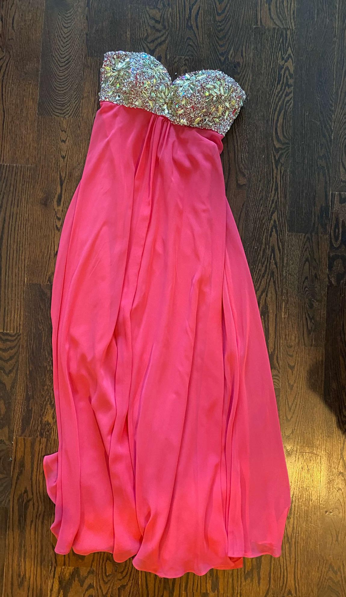 Terani Couture Size 0 Prom Sequined Hot Pink Floor Length Maxi on Queenly