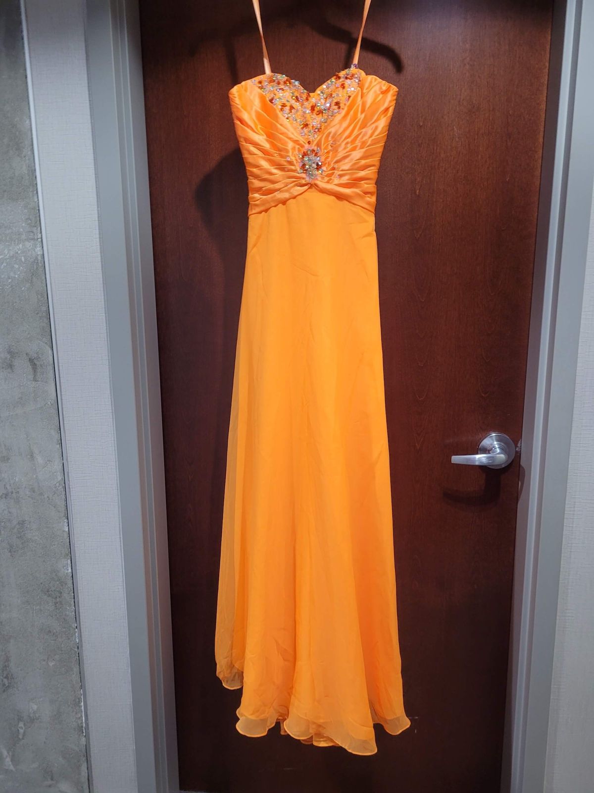 Style 93212 MoriLee Size 4 Orange A-line Dress on Queenly