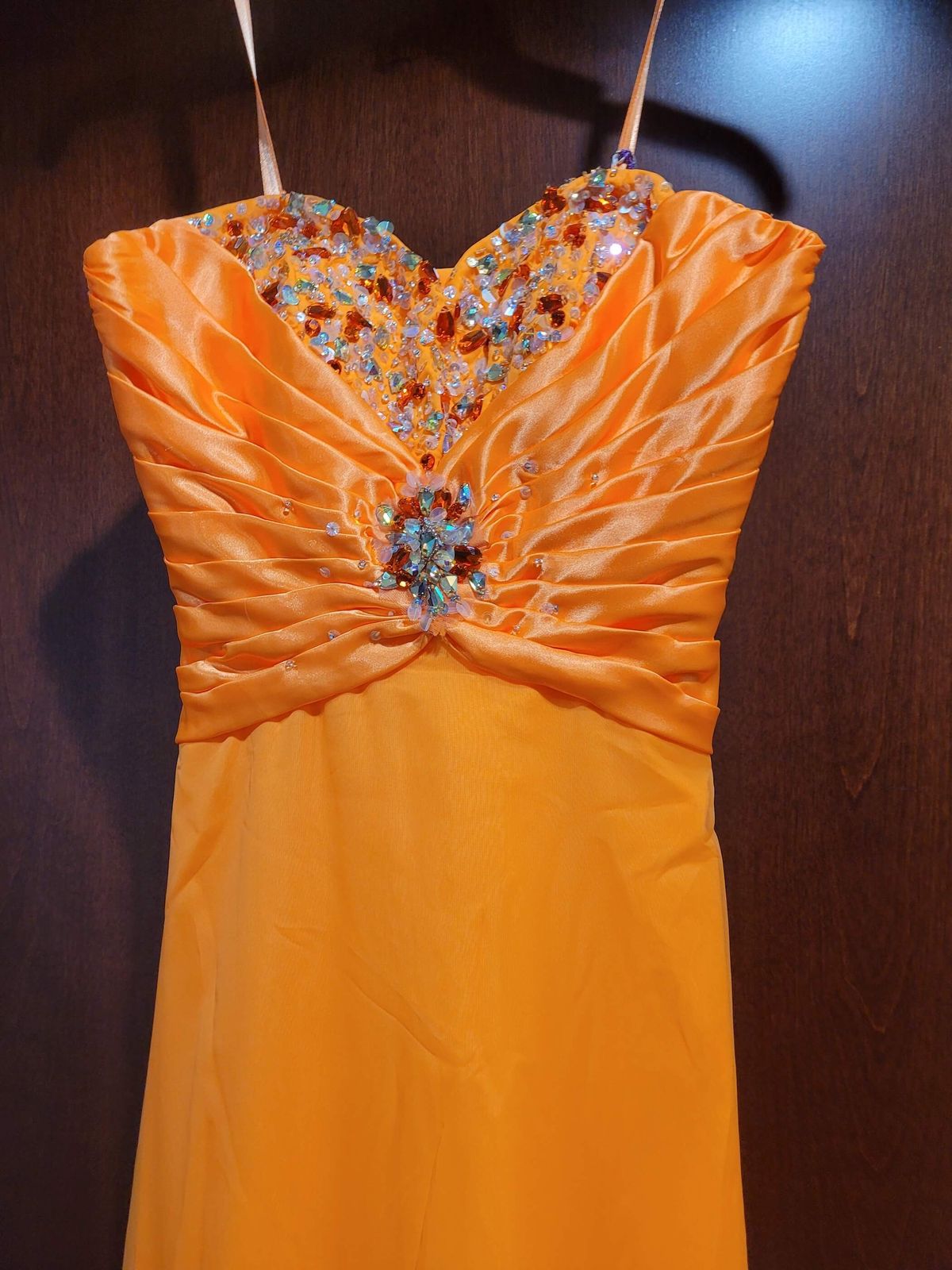 Style 93212 MoriLee Size 4 Orange A-line Dress on Queenly