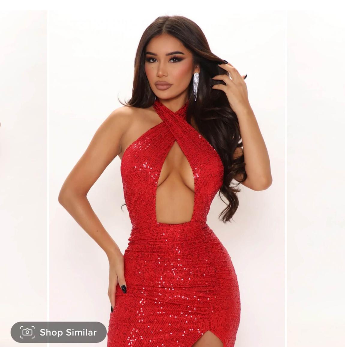 Fashion Nova Size 4 Red Side Slit Dress on Queenly