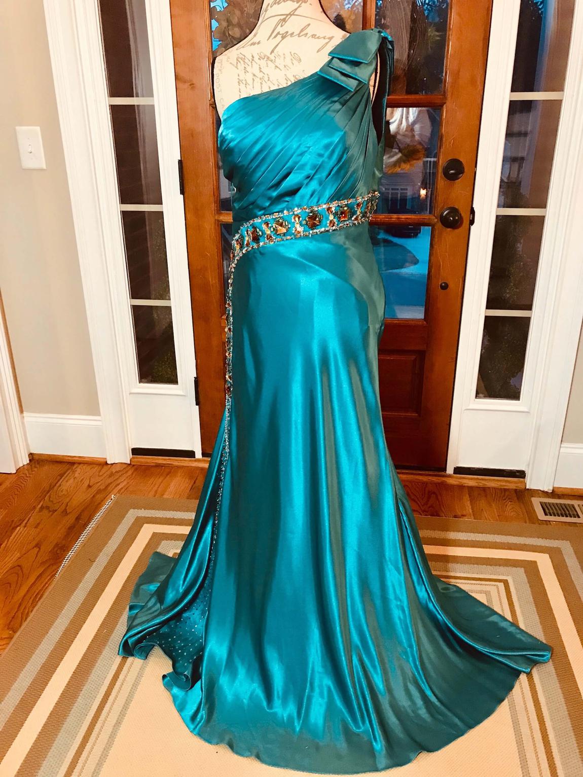 Panoply Plus Size 16 One Shoulder Blue Floor Length Maxi on Queenly