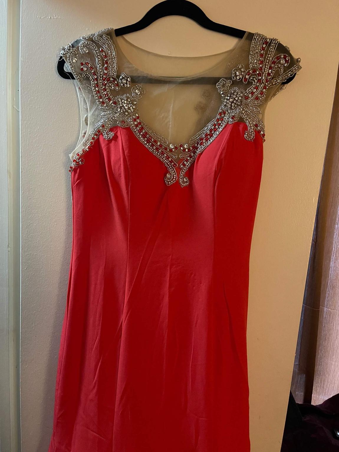 Cinderella Size 12 Prom Red Mermaid Dress on Queenly