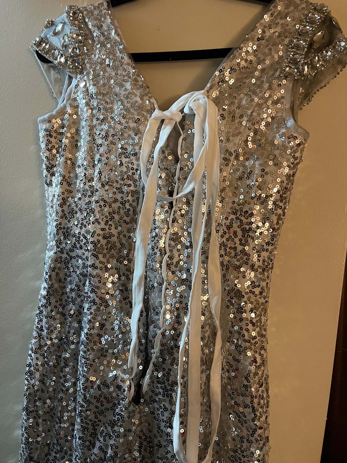 Bridess Size 10 Prom Sequined Silver Mermaid Dress on Queenly