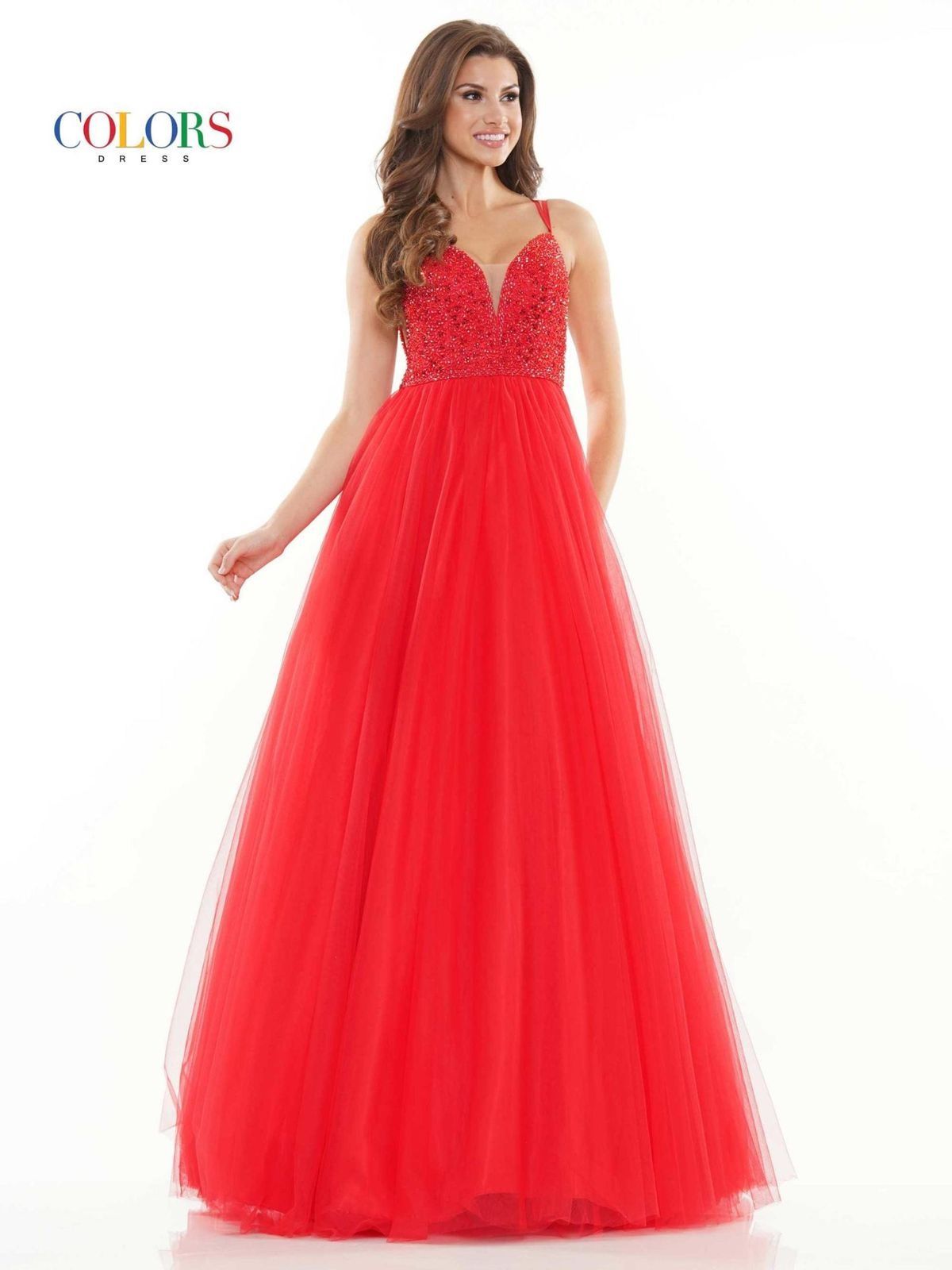 Style Arianna Colors Size 8 Prom Lace Red Ball Gown on Queenly