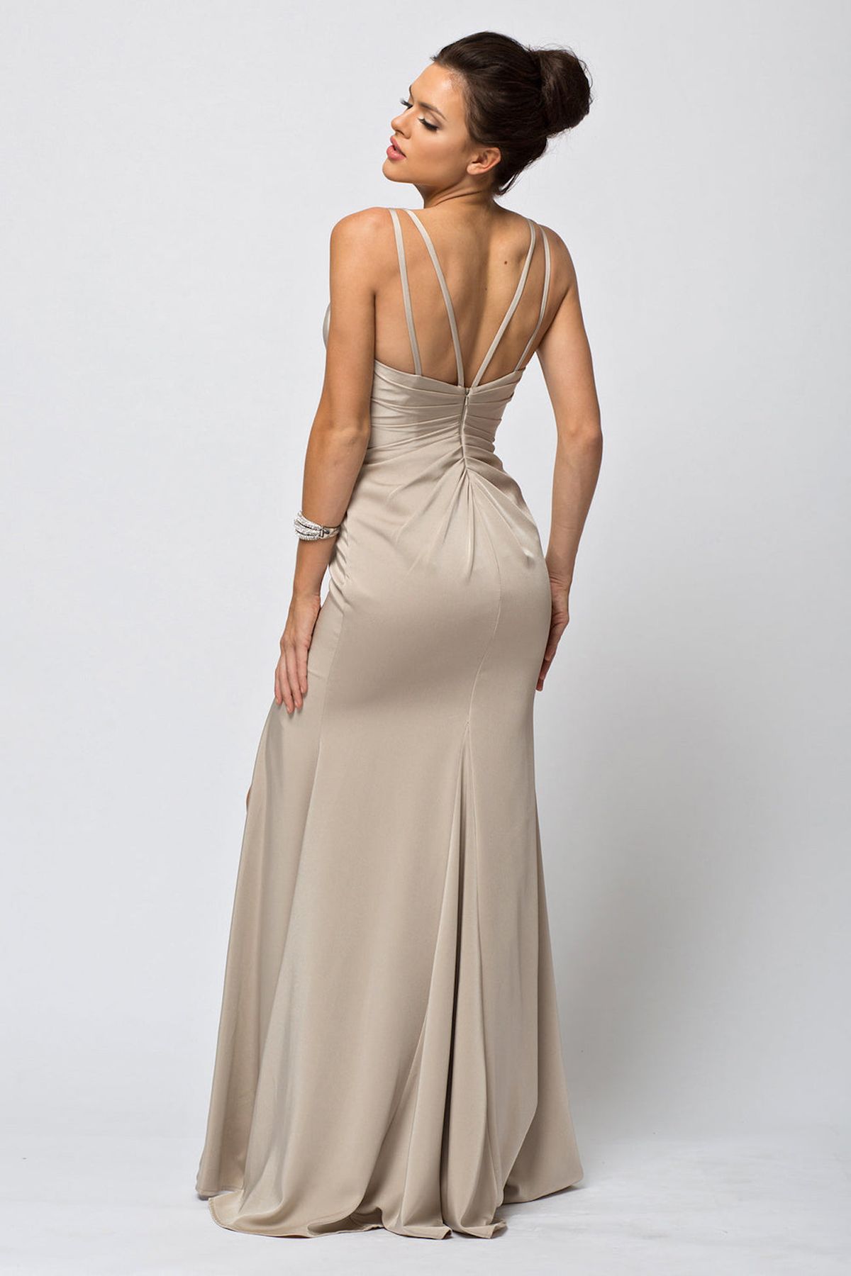 Style Noelle Amelia Couture Size 2 Bridesmaid Gold Side Slit Dress on Queenly