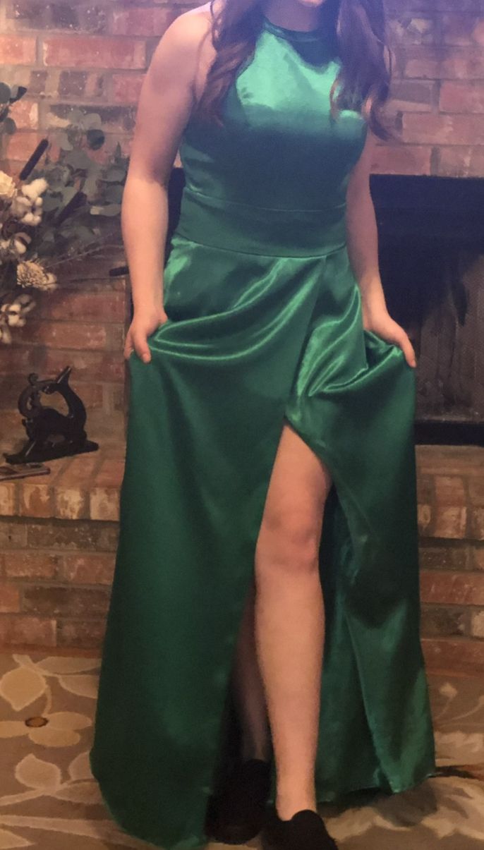 Size 10 Prom Green Side Slit Dress on Queenly