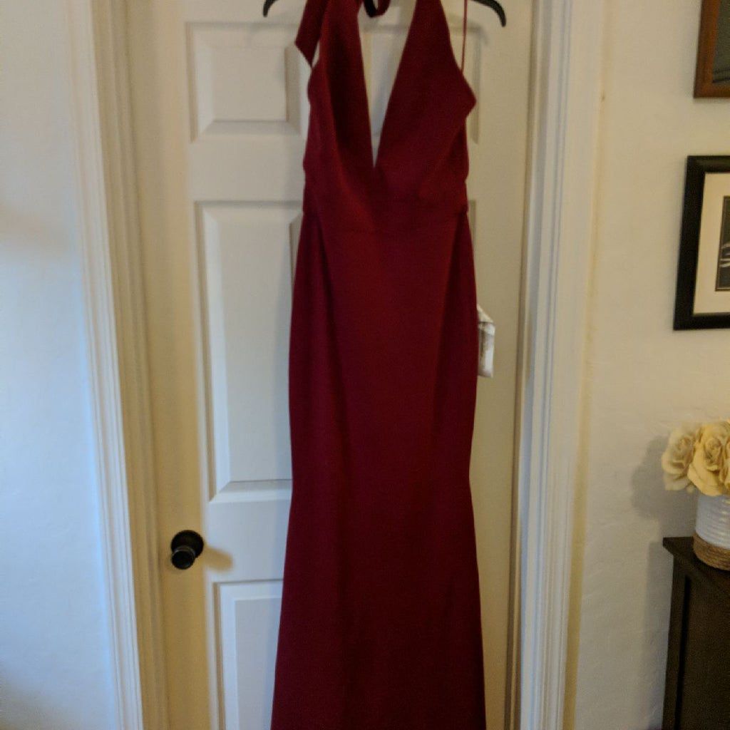 Dress the Population Size 10 Prom Plunge Red Mermaid Dress on Queenly