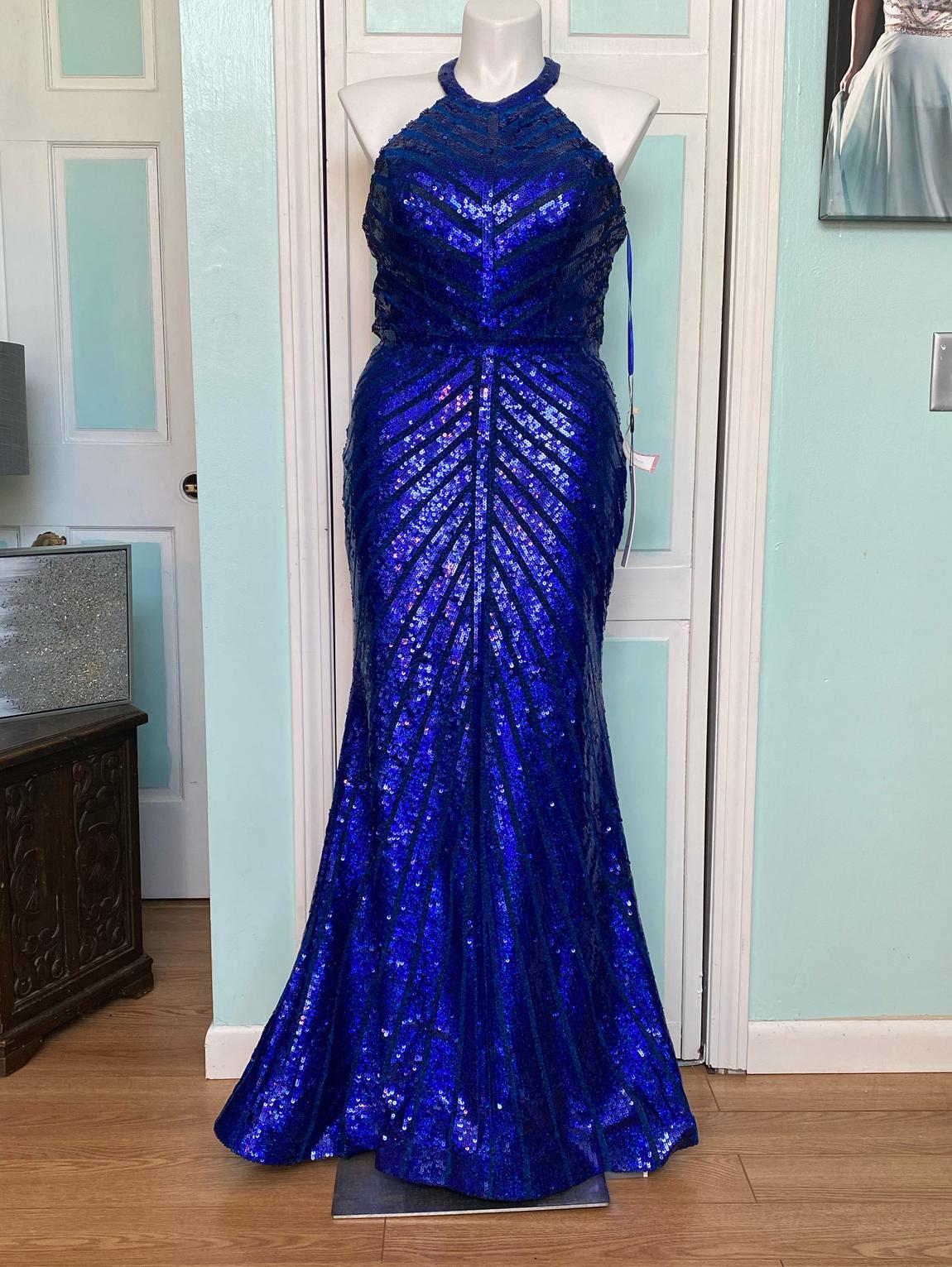 Clarisse Size 14 Prom Sequined Royal Blue Mermaid Dress on Queenly