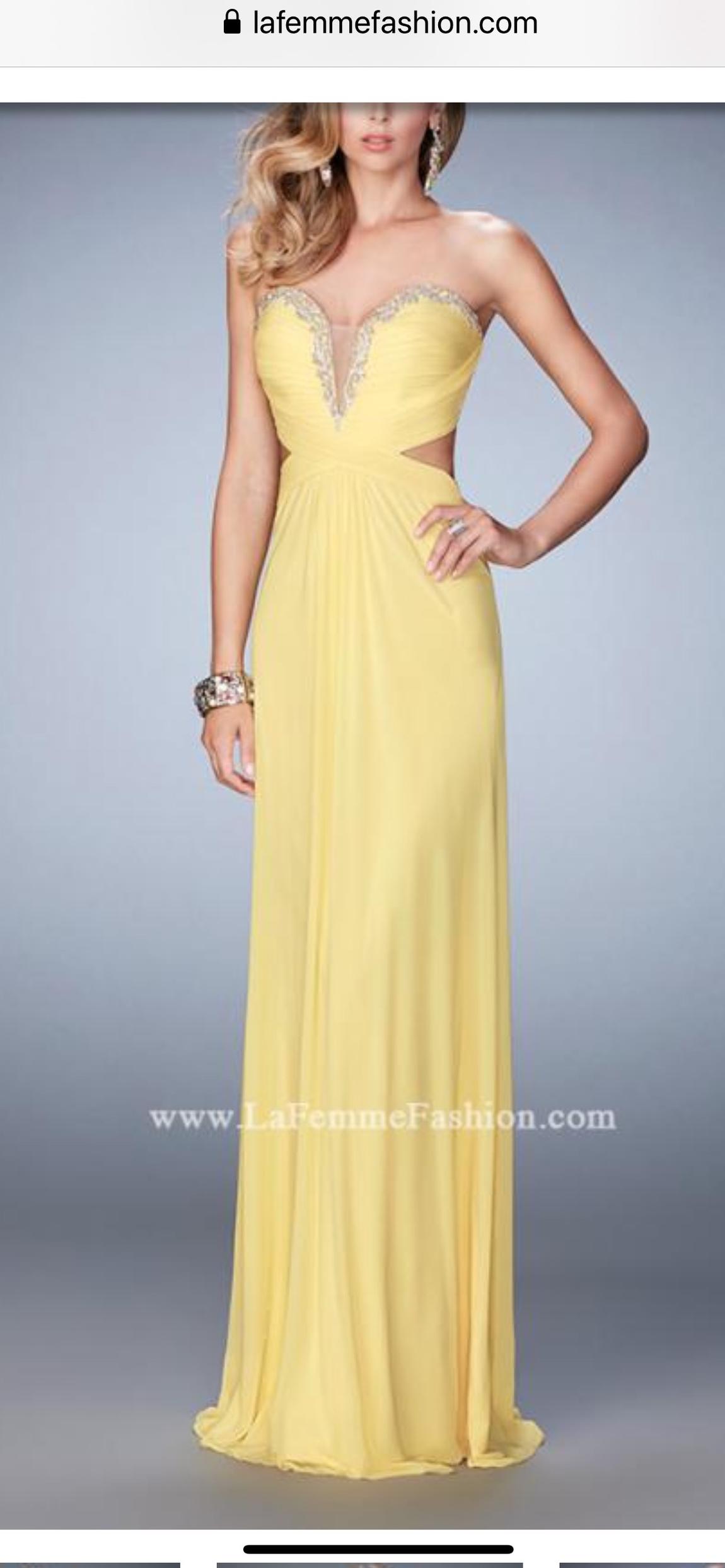 La Femme Size 4 Sequined Yellow Floor Length Maxi on Queenly