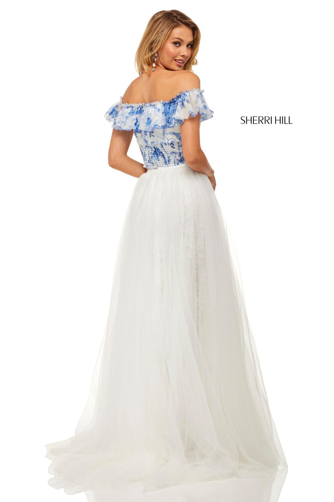 Sherri Hill Size 0 Prom Off The Shoulder Floral White Ball Gown on Queenly