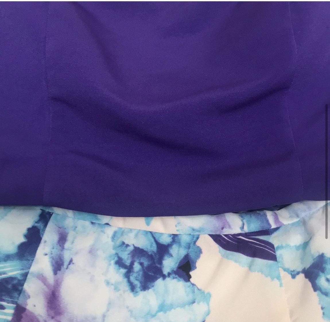 MoriLee Purple Size 6 Train Print Two Piece Mermaid Dress on Queenly