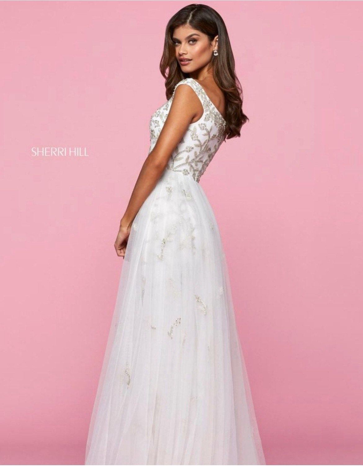 Sherri Hill Size 4 Wedding Off The Shoulder Sequined White Ball Gown on Queenly
