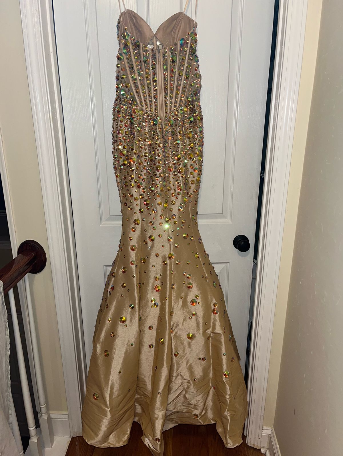 Jovani Size 2 Strapless Gold Mermaid Dress on Queenly