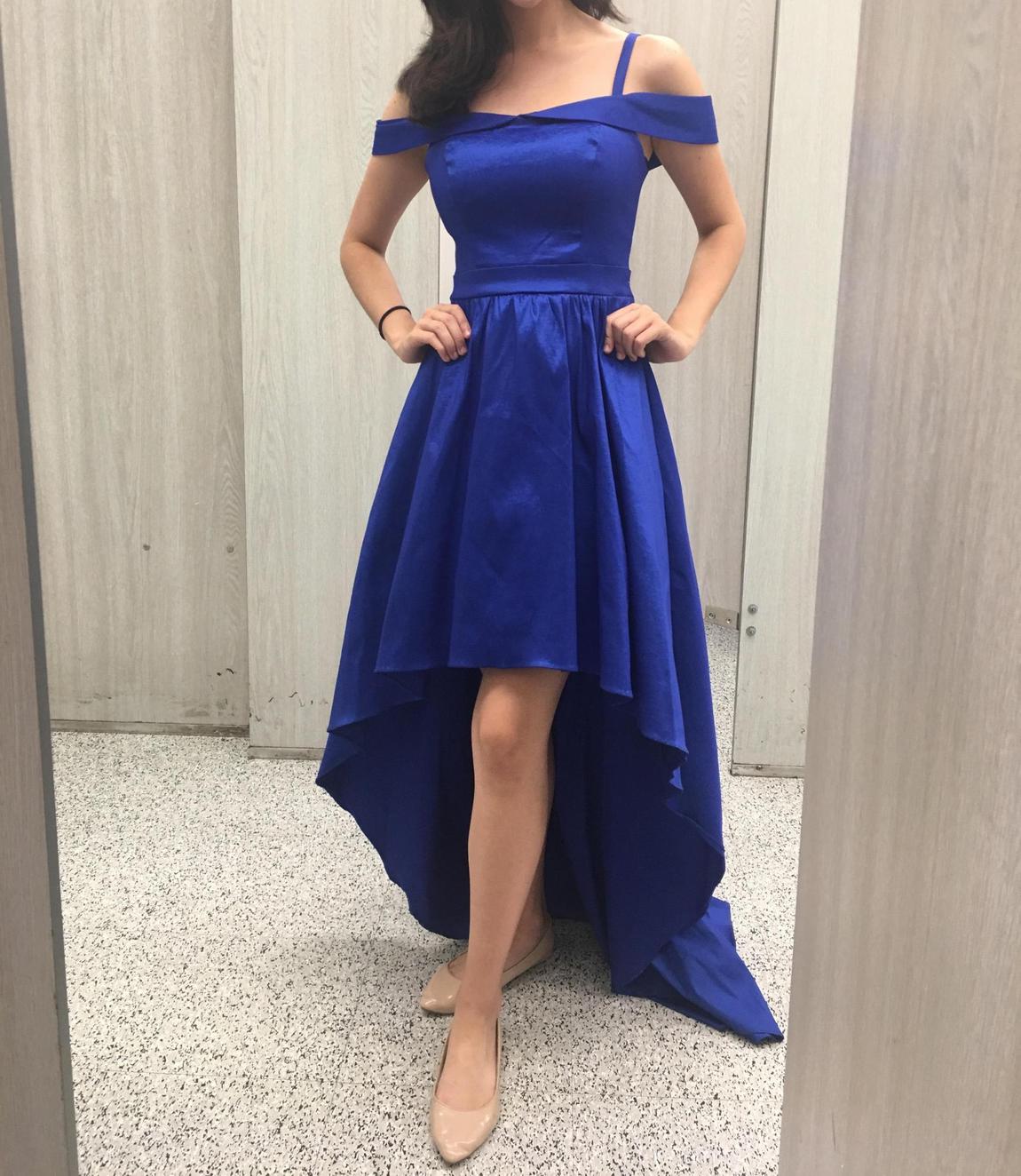 Size 0 Royal Blue Dress With Train on Queenly