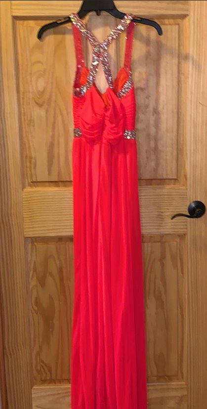City triangle Size 0 Prom Sequined Coral Floor Length Maxi on Queenly