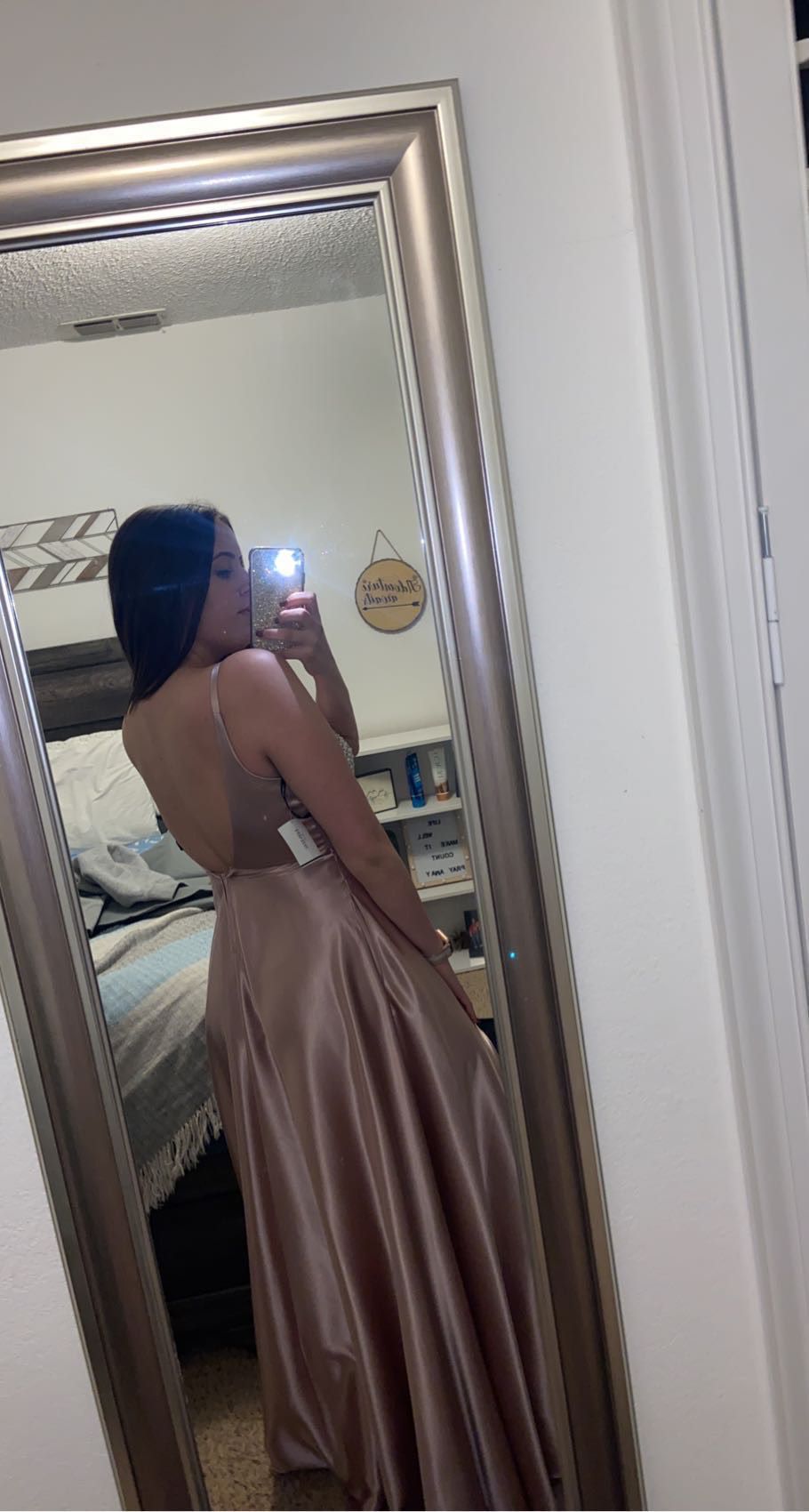 Size 6 Prom Rose Gold A-line Dress on Queenly