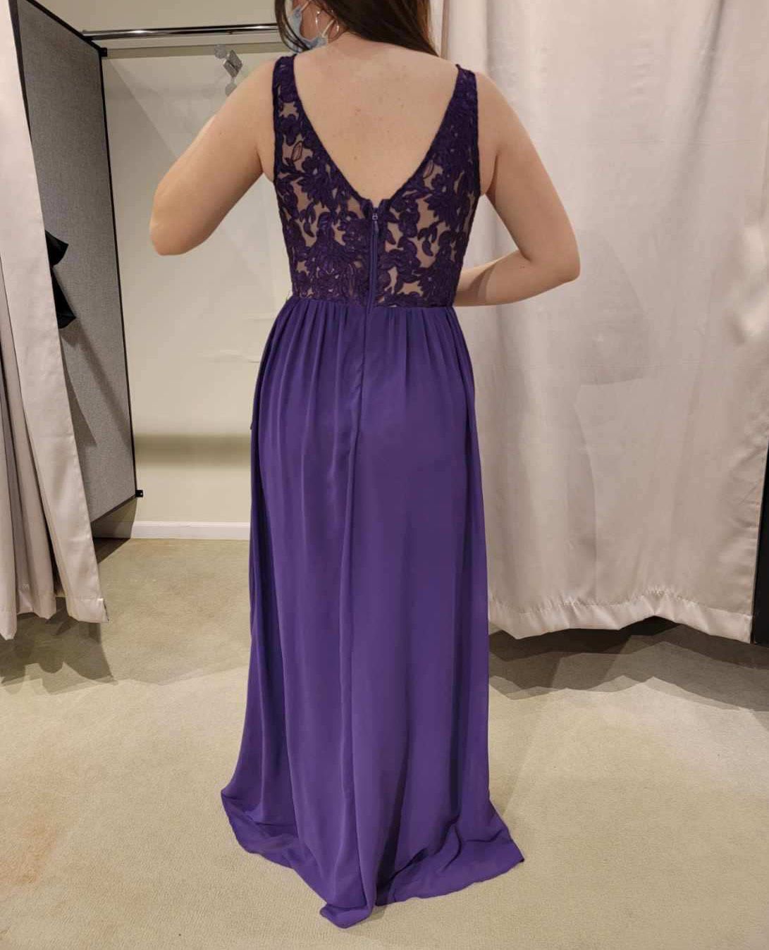 Size 6 Prom Sheer Purple A-line Dress on Queenly