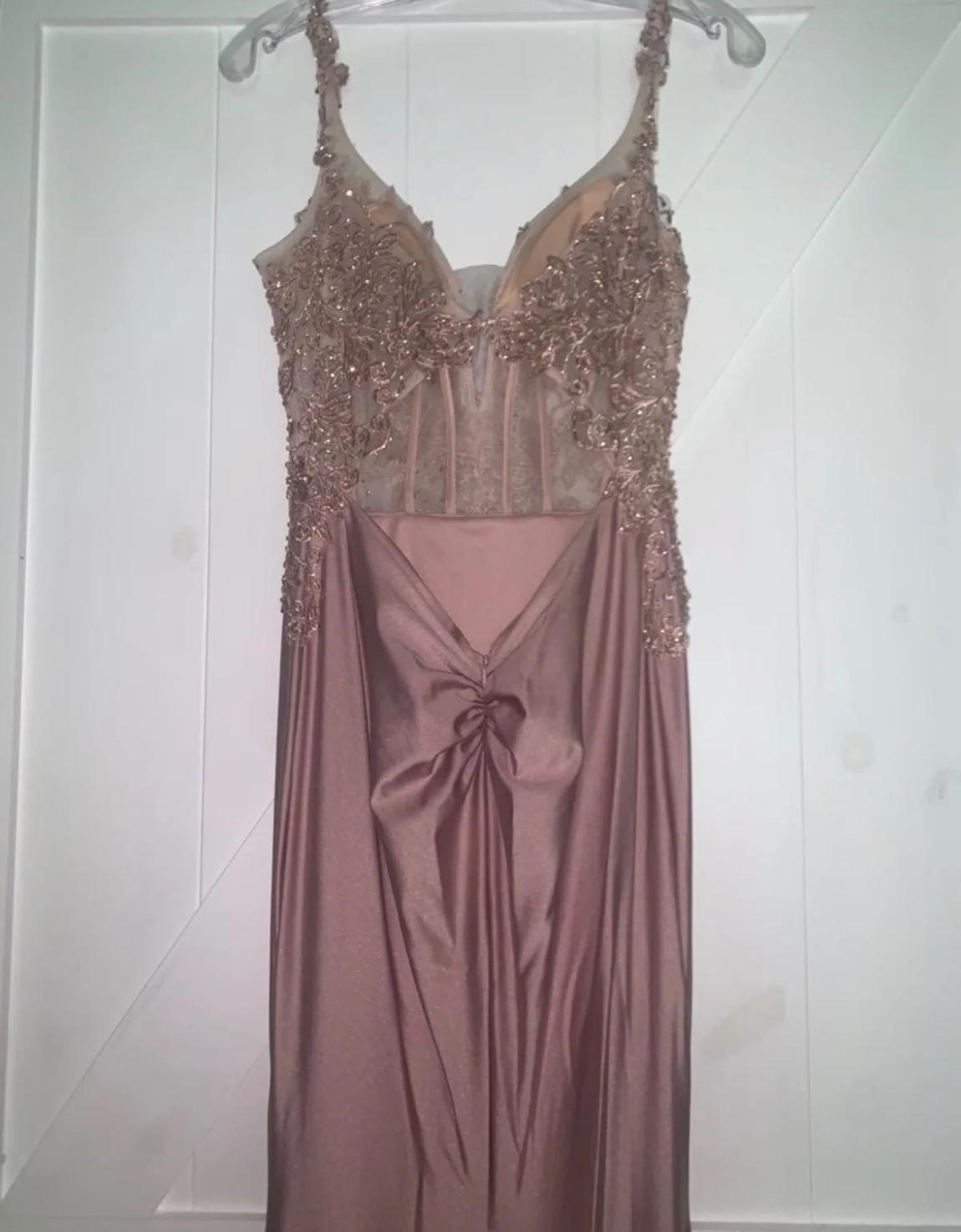 Ellie Wilde Size 6 Bridesmaid Sheer Light Pink Mermaid Dress on Queenly