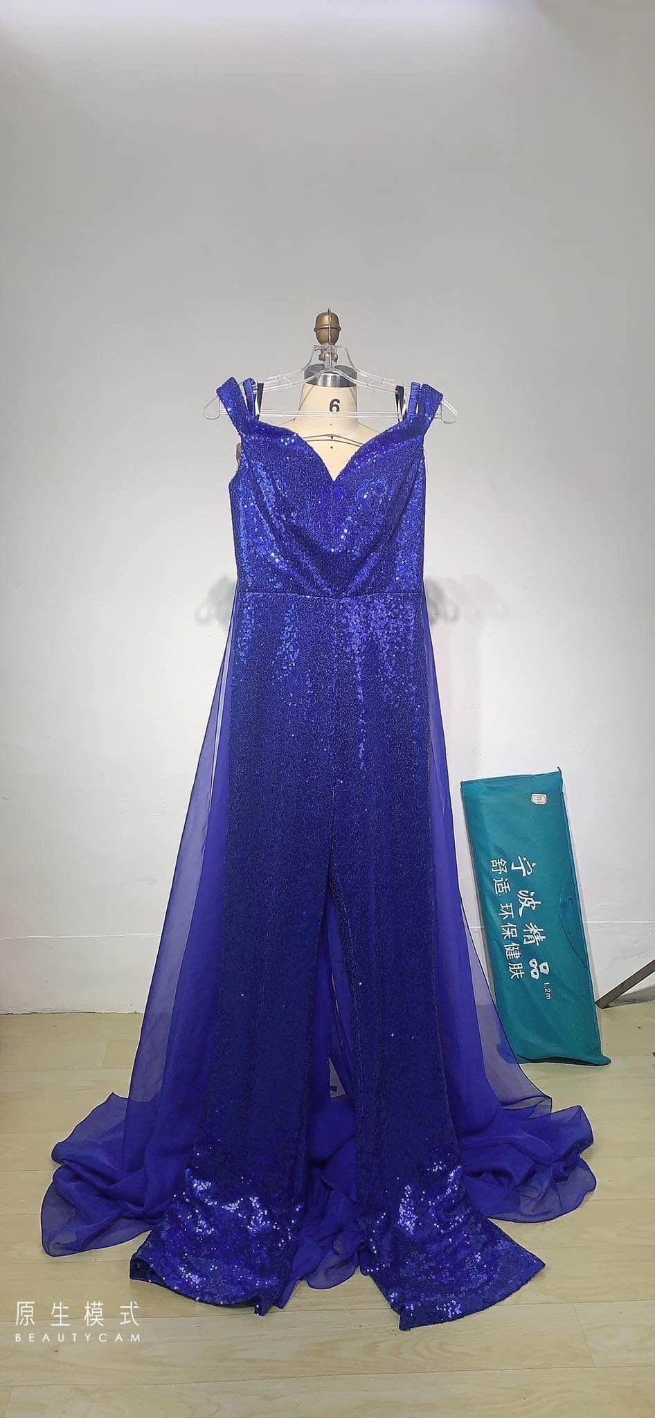 Size 4 Fun Fashion Sheer Royal Blue Formal Jumpsuit on Queenly