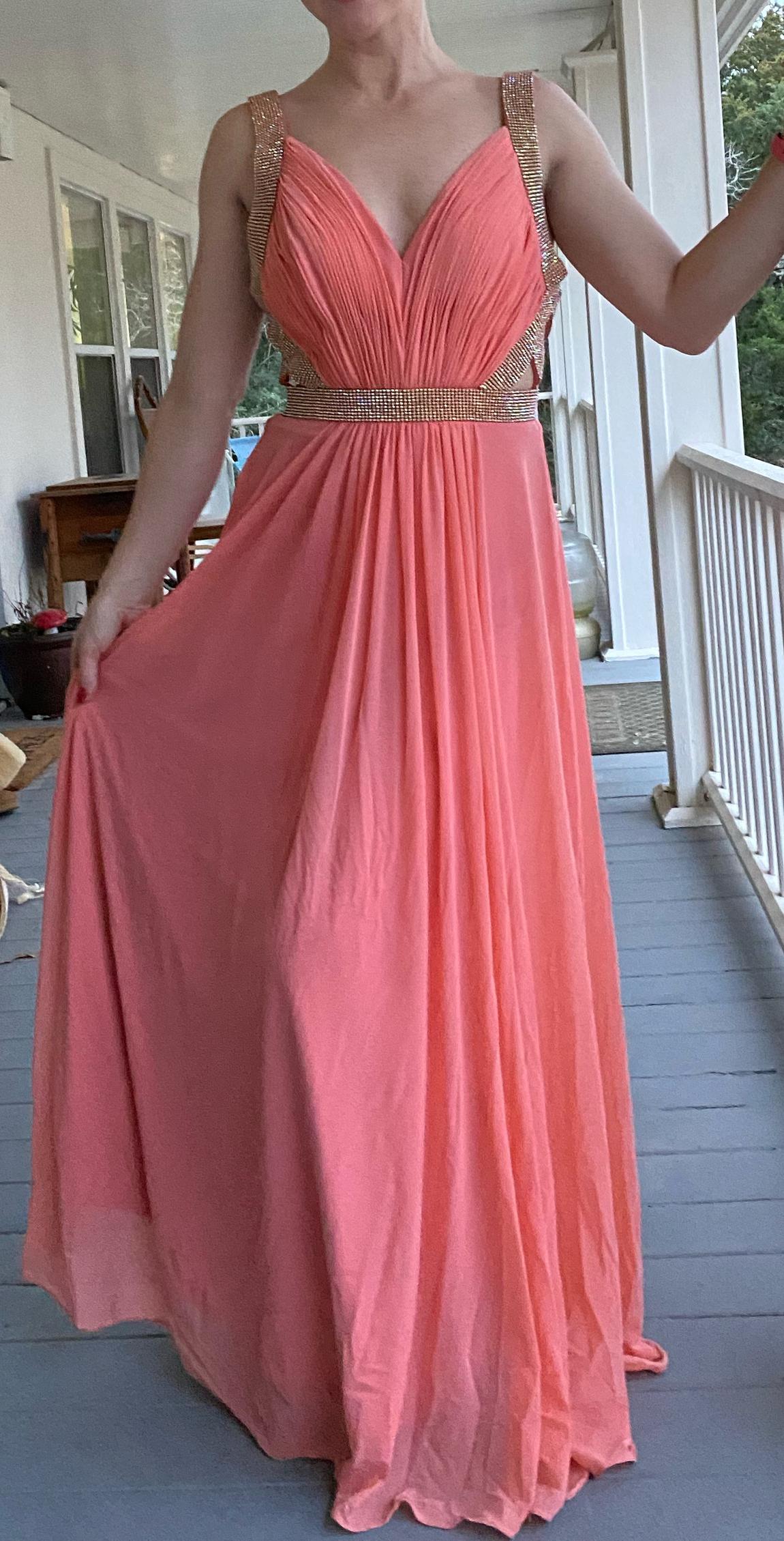 Jovani Size 2 Coral Floor Length Maxi on Queenly