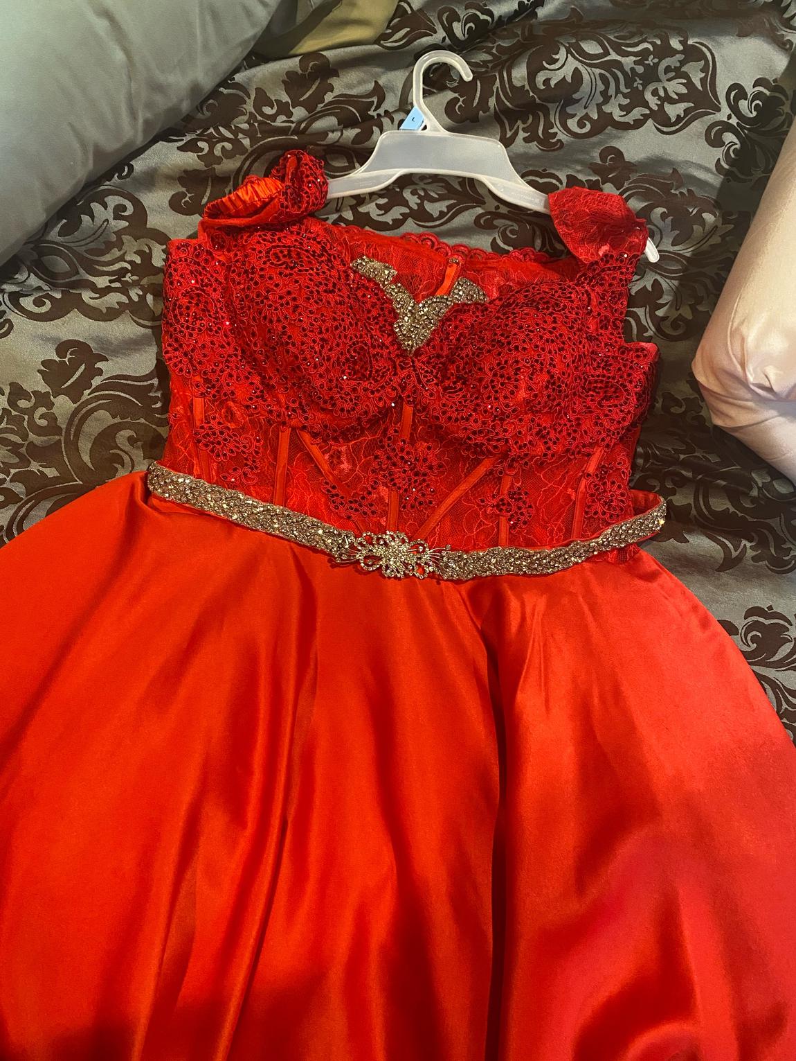 Let’s Plus Size 20 Off The Shoulder Red Ball Gown on Queenly