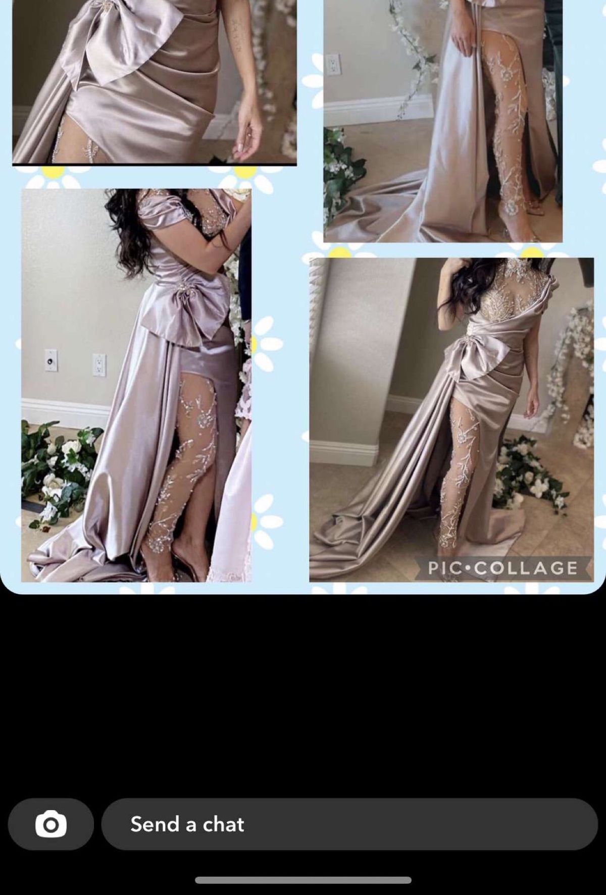 Custom made Size 2 Prom High Neck Sequined Nude Side Slit Dress on Queenly