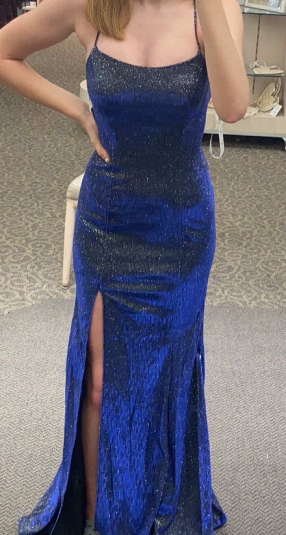 Size 0 Prom Sequined Blue Mermaid Dress on Queenly
