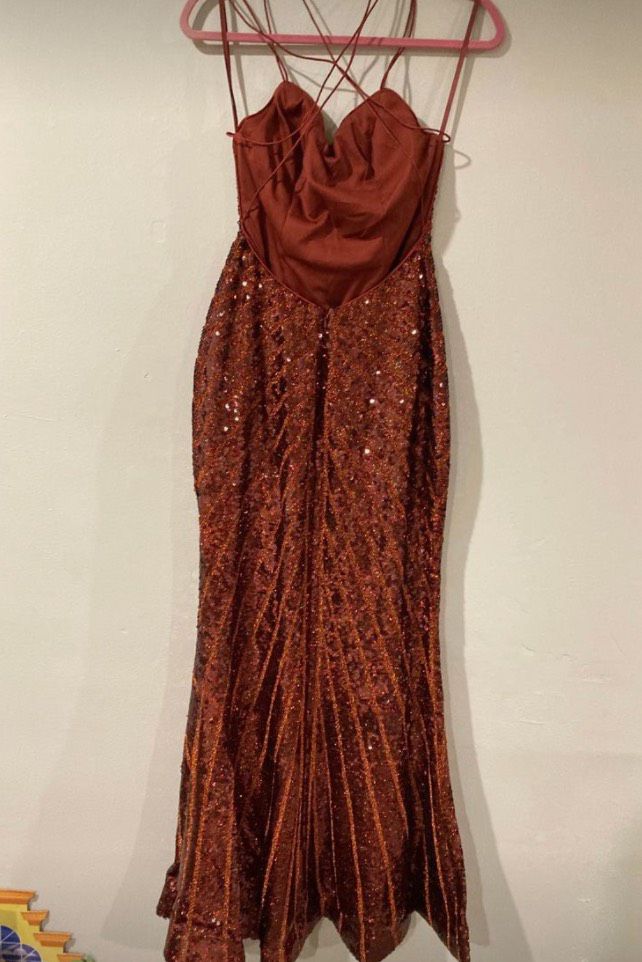 Clarisse Size 8 Prom Sequined Gold Floor Length Maxi on Queenly