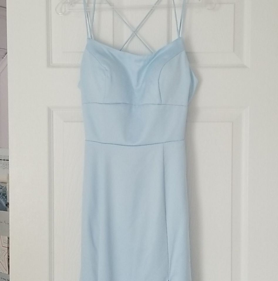 Promgirl Size 8 Prom Lace Blue Dress With Train on Queenly